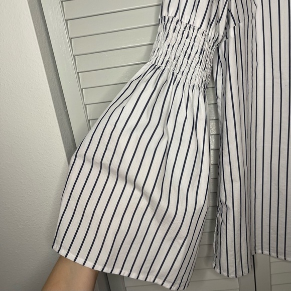 Michael Kors Bell Sleeve Blue and White Striped Blouse - Picture 3 of 5